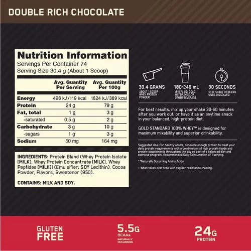 Gold Standard 100% Whey - Double Rich Chocolate - 620g Muscle support¹